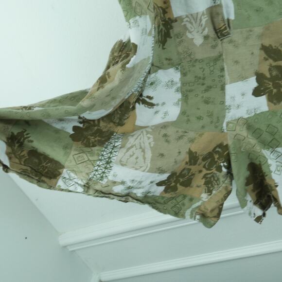 Vintage L XL Romper Linen Blend 90s Resort Festival Hippy Beach Patchwork Hawaii - Picture 6 of 8